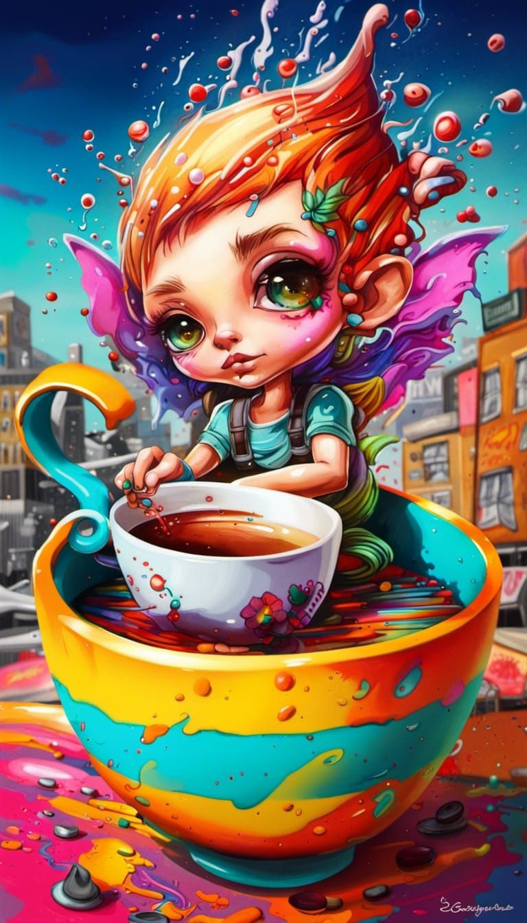 Playground Teacup Pixie in Graffiti Street Art