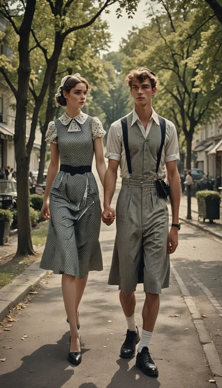 Masculine Boy in Polka Dot Dress, Cinematic Still