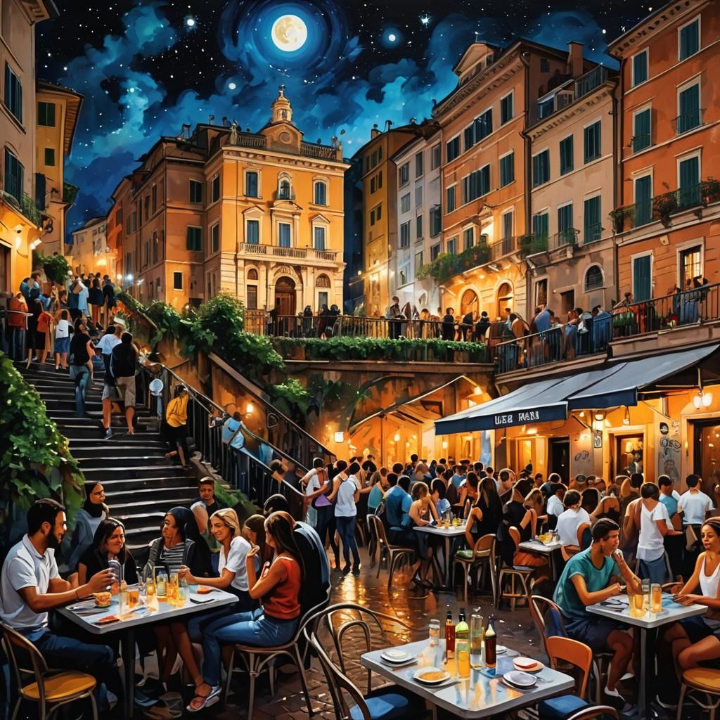 Nightlife in Rome at the Spanish steps