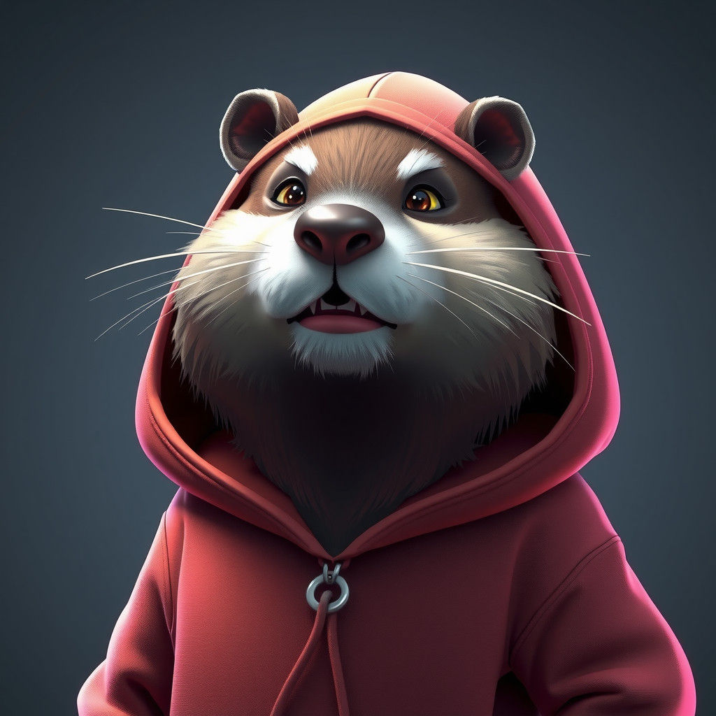 Beaver in Hoodie: Detailed 3D Anime Art
