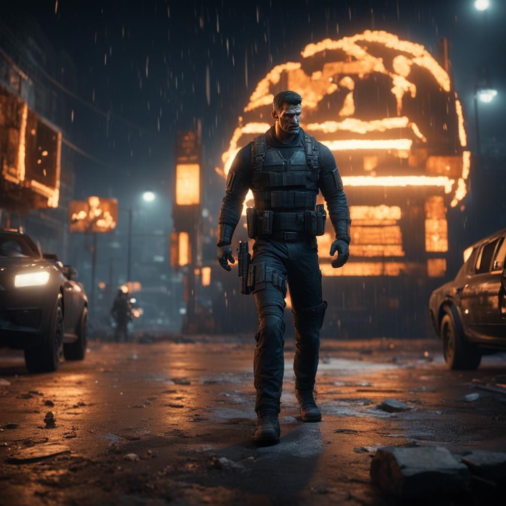 Frank Castle: 3D Game Cinematic Rendering