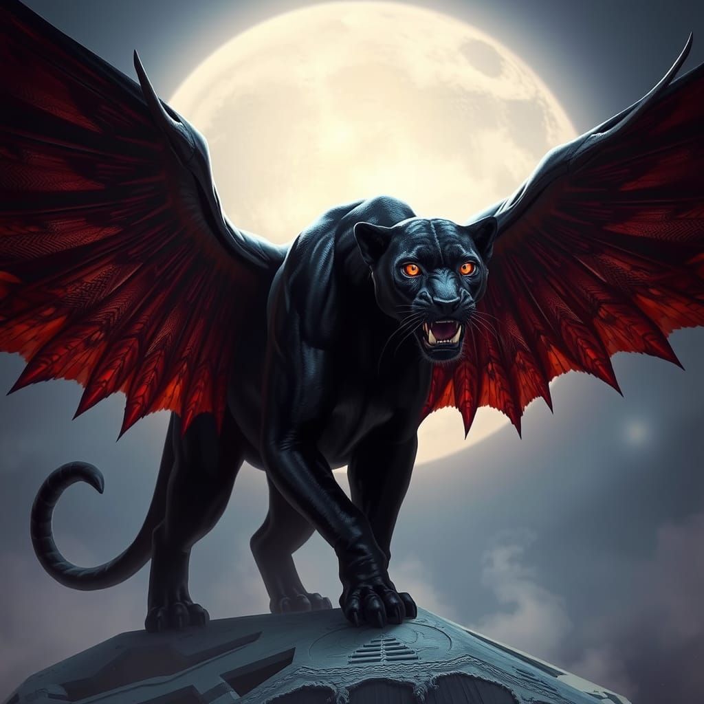 Winged Panther in Dark Fantasy Style