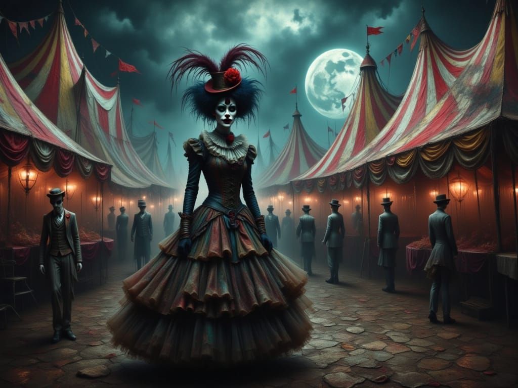 Cursed Carnival in Ghost Town, Dark Fantasy Style