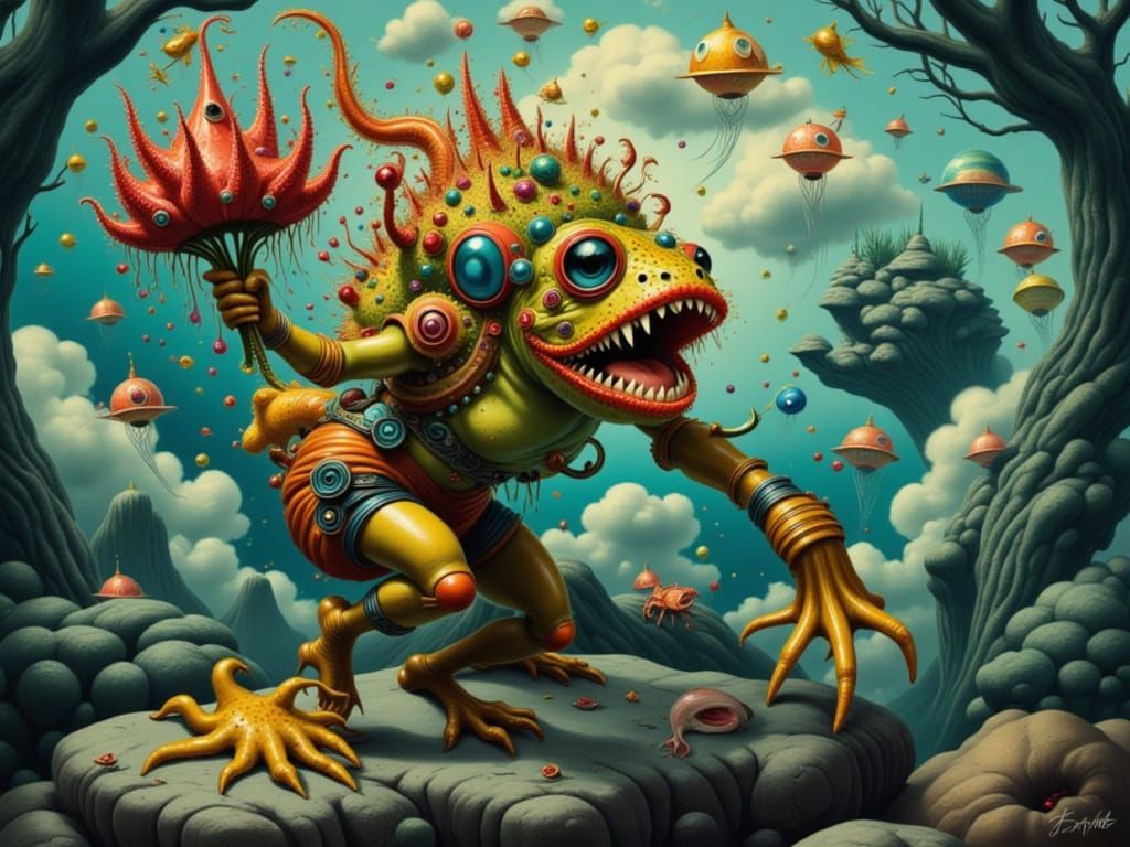 Frogman Character in Retro Futuristic Style