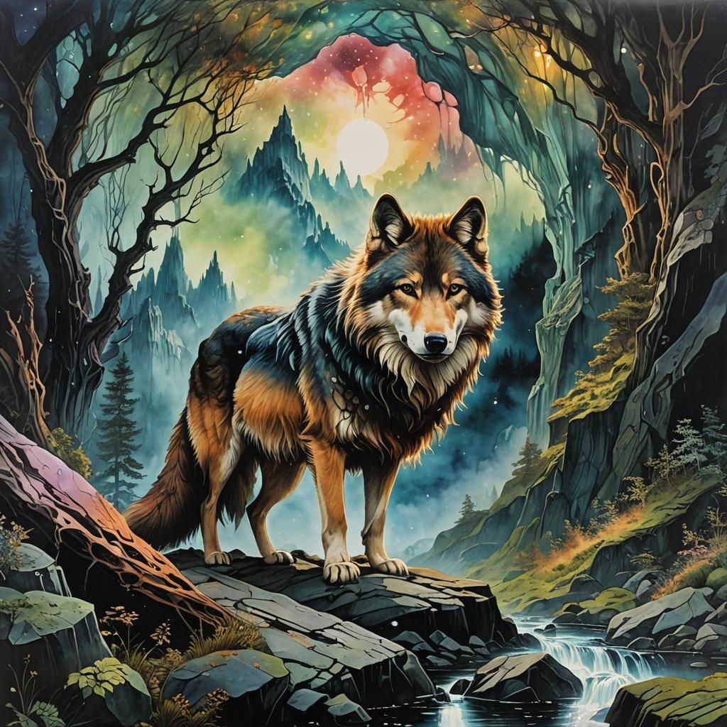 Ethereal Wolf in Evanescent Cavern