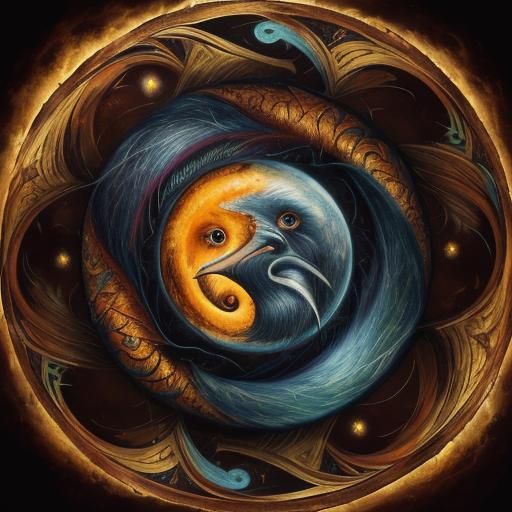 Enchanting Mythical Creature on Orange Surface, Surrealist A...