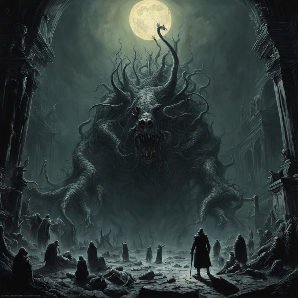 Underworld Horror Scene in Dark Gothic Style