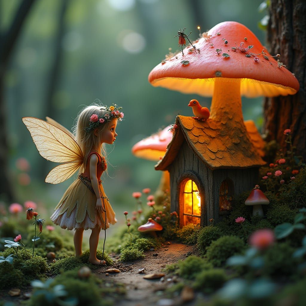 Fairies' Mushroom Village in Mystical Forest