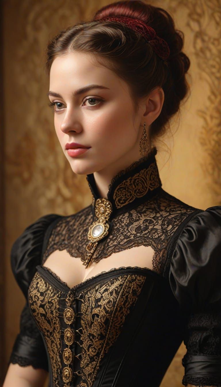 Victorian Woman in Corset: An Oil Painting Portrait