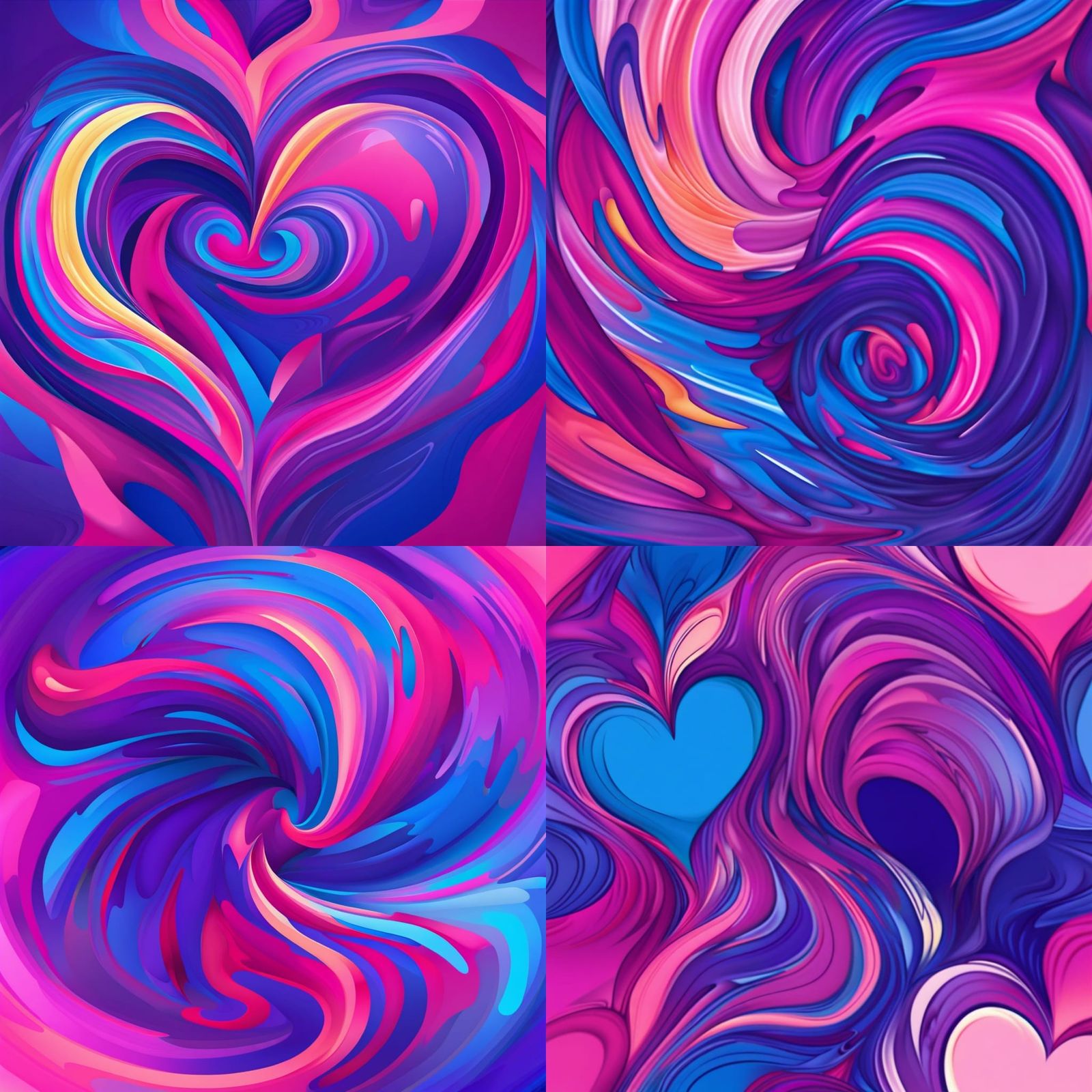 Bisexual Pride Heart with Swirling Colors
