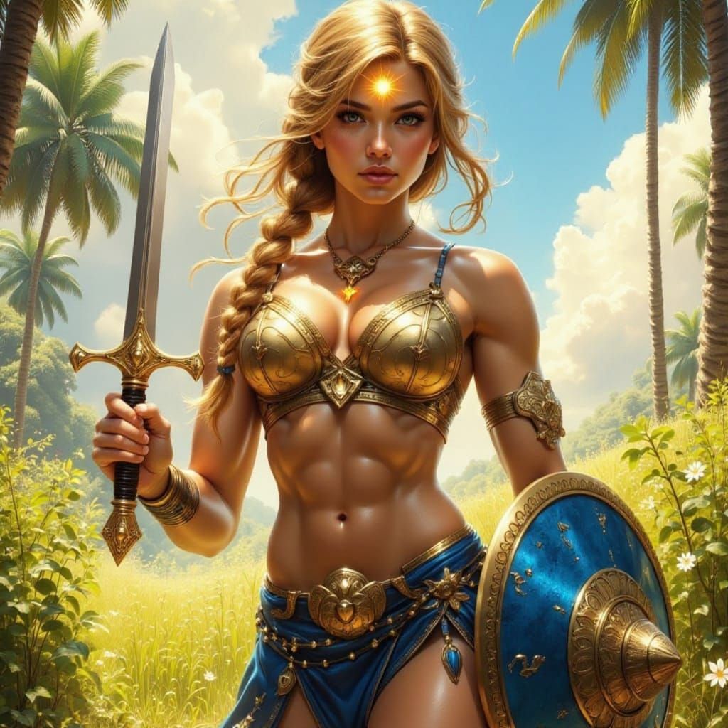 Female Warrior with Short Sword