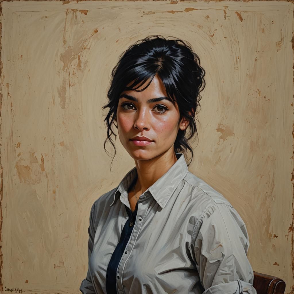 Bank Teller Portrait in Oil Painting Style
