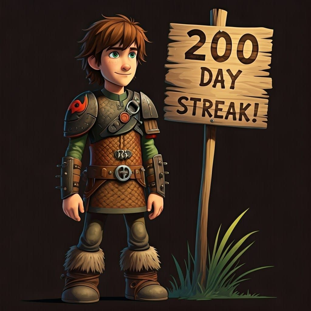 Hiccup Haddock Celebrates 200 Day Streak