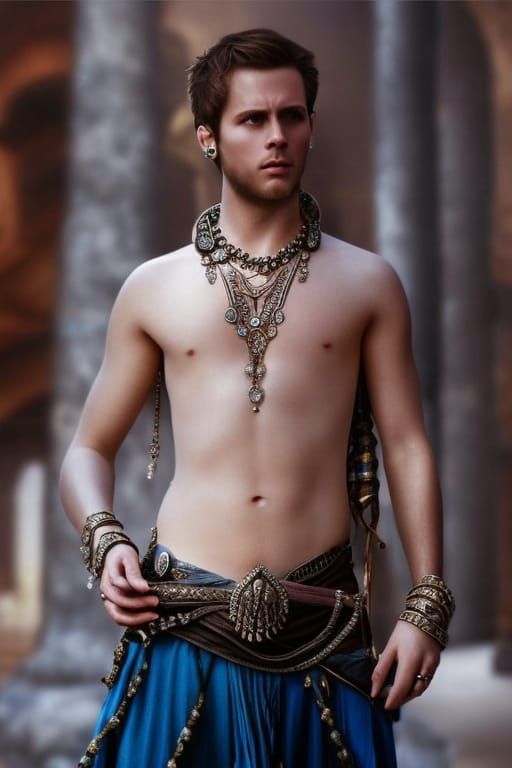 Detailed Digital Painting: Man with Jewelry