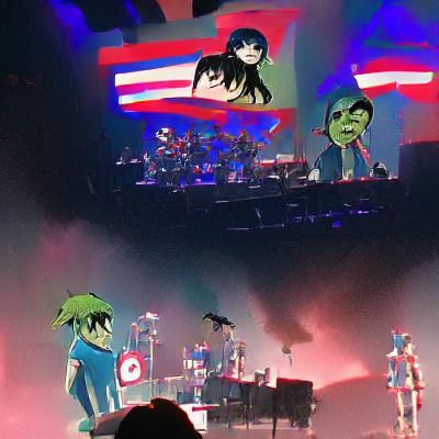 Gorillaz Concert: Animated Band in Digital Art Style