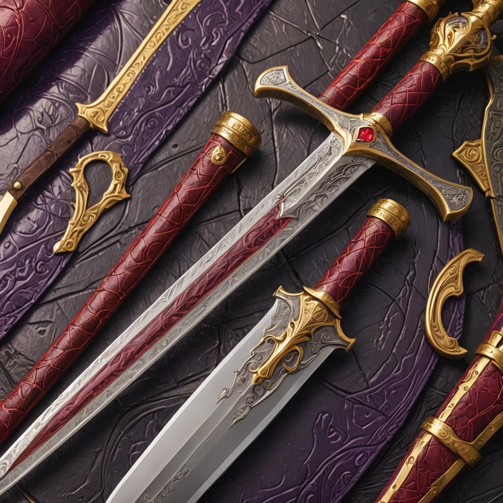 Fantasy Sword with Ruby Pommel, Hyper-Realistic Art