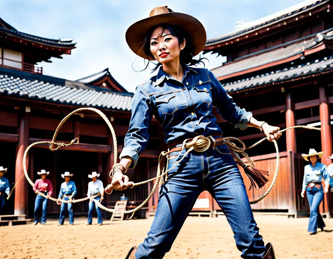 Japanese Cowgirl Throws Lasso in Denim Outfit