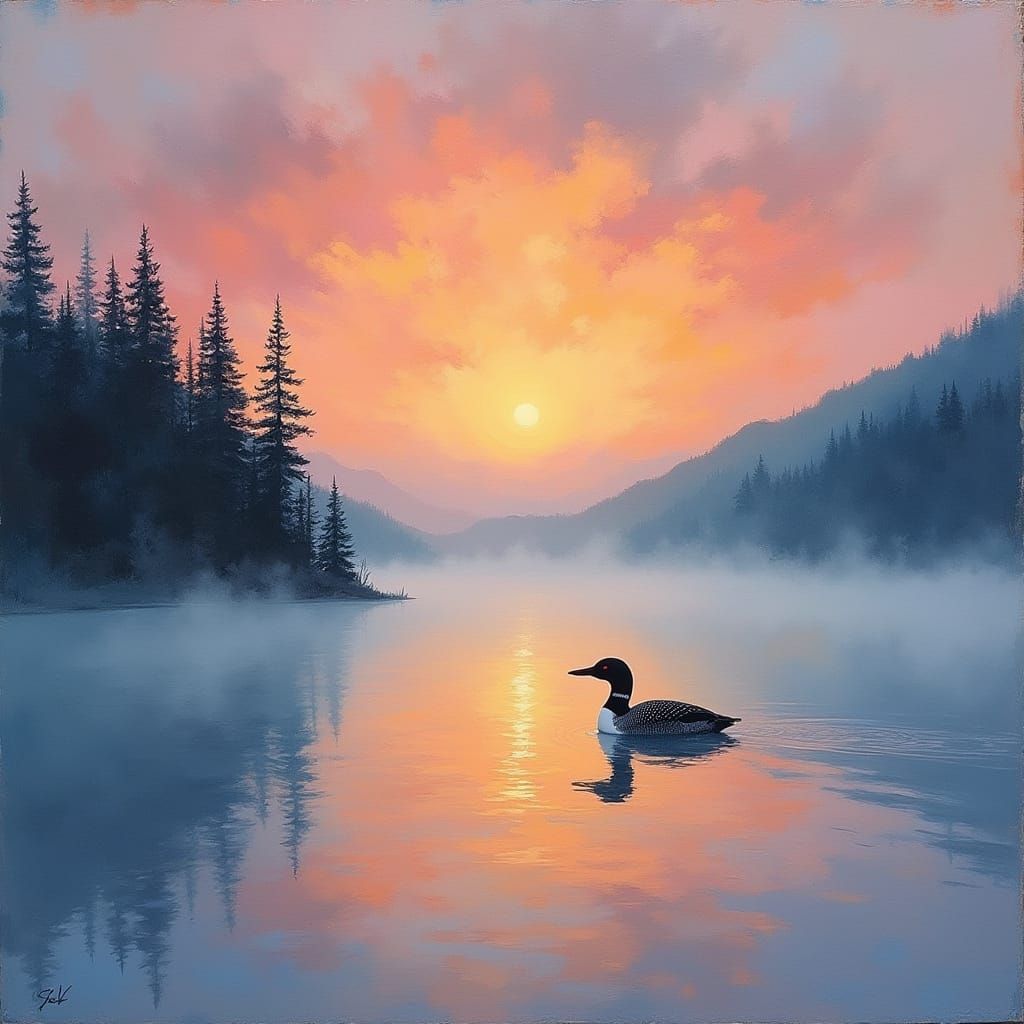 Loon at Dawn: Canadian Shield Impressionism