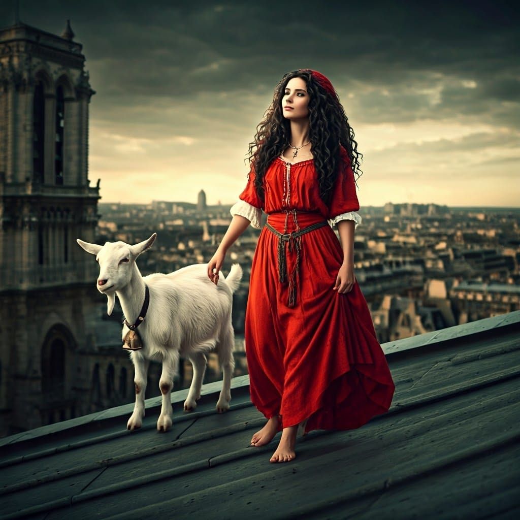Gypsy and Goat on Notre Dame Cathedral Roof