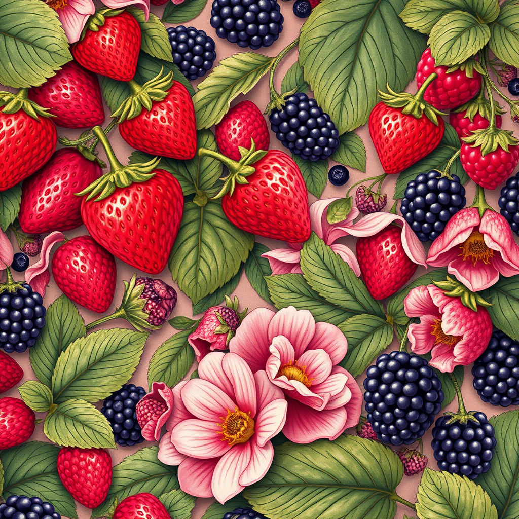 William Morris Style Fruit Wallpaper Pattern