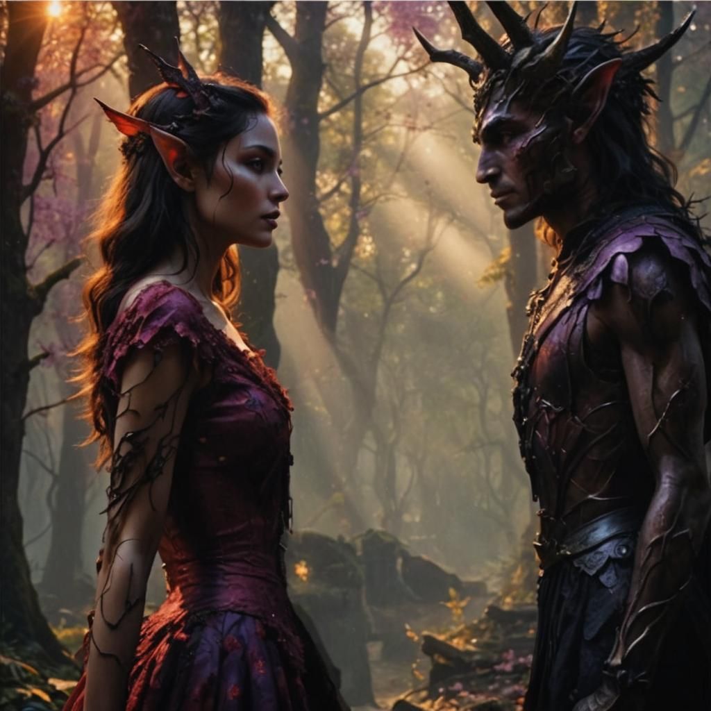 Romantic Fairy Couple in Enchanted Forest