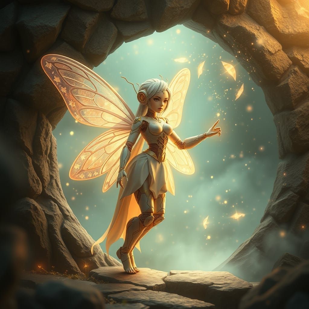 Robotic Fairy Emerges From Magical Portal
