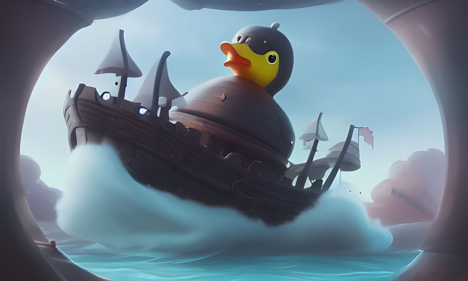 Rubber Duck Sea Battle in Fantasy Style