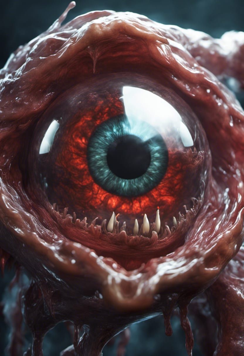 Glass Eyeball Creature in Dark Fantasy Style
