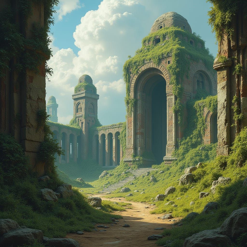 Ancient Ruins of the Enigmatic Builders in a Fantastical, Ot...