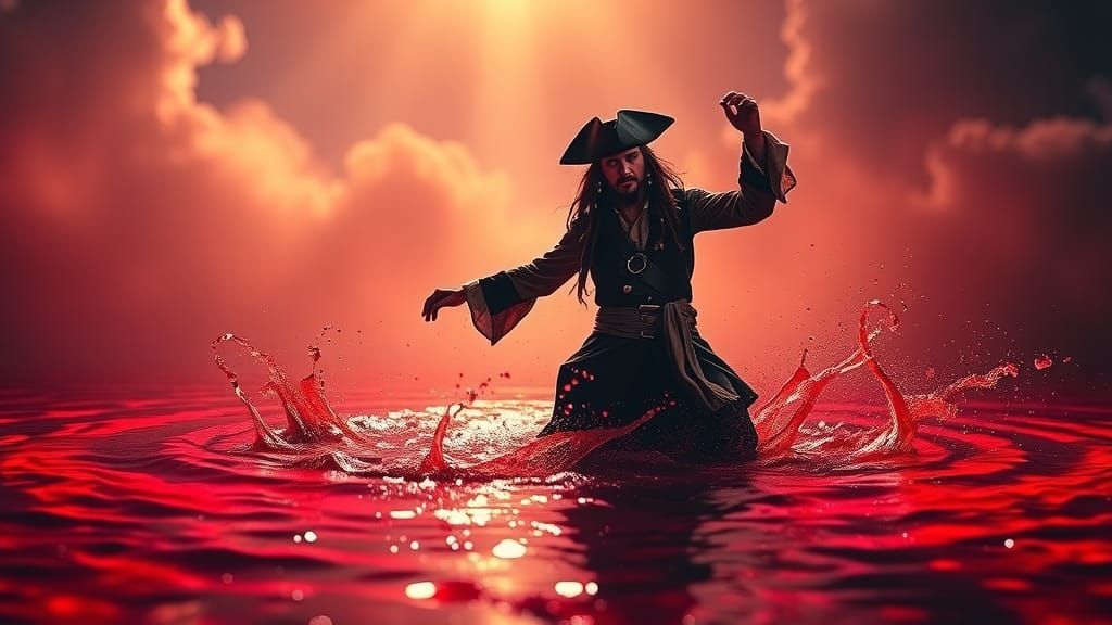 Jack Sparrow's Bloody Dance: Hyperrealistic Professional Pho...