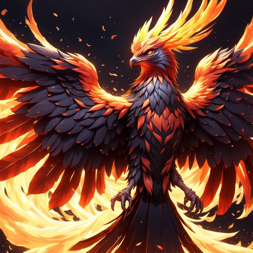 Detailed 3D Anime Phoenix Concept Art
