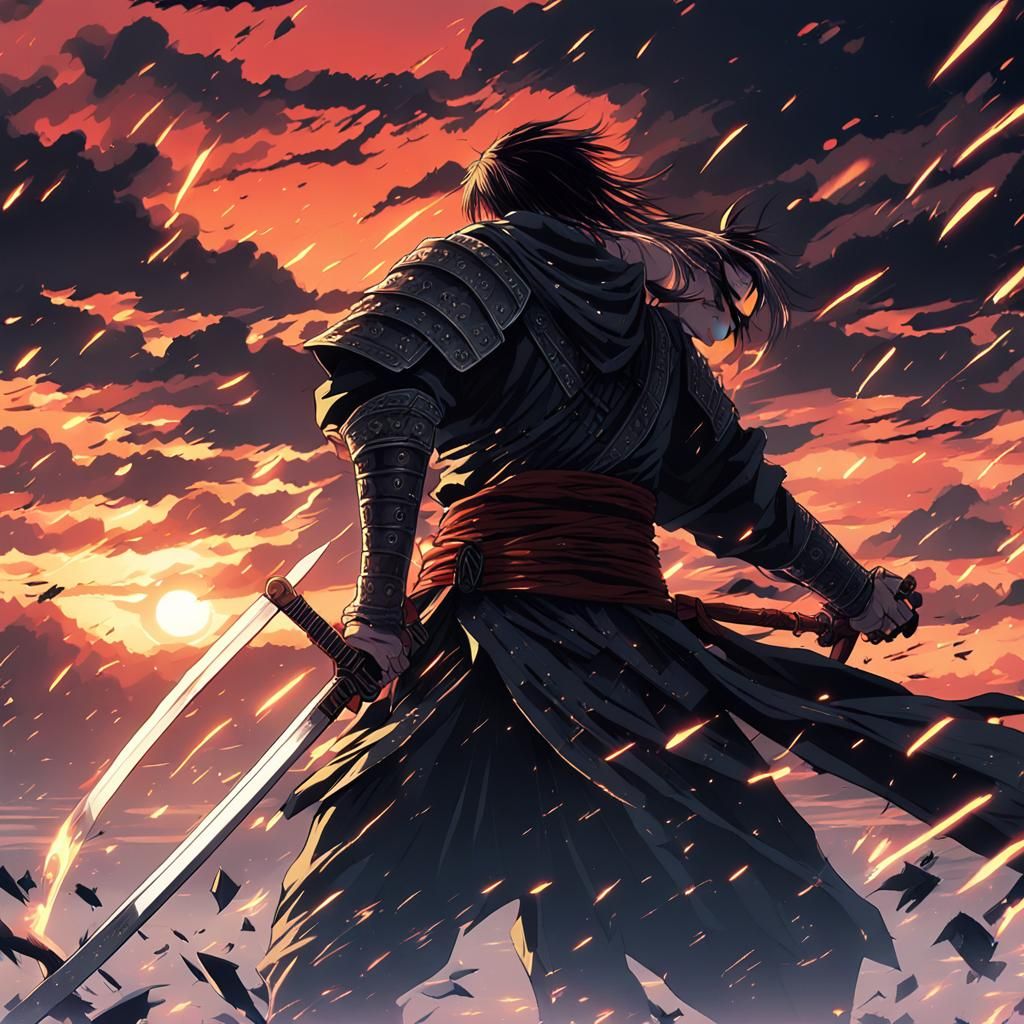 Anime Fight Scene: Warrior Saint at Sunset