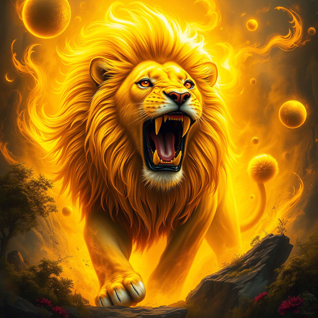 Majestic Lion in a Surreal Landscape