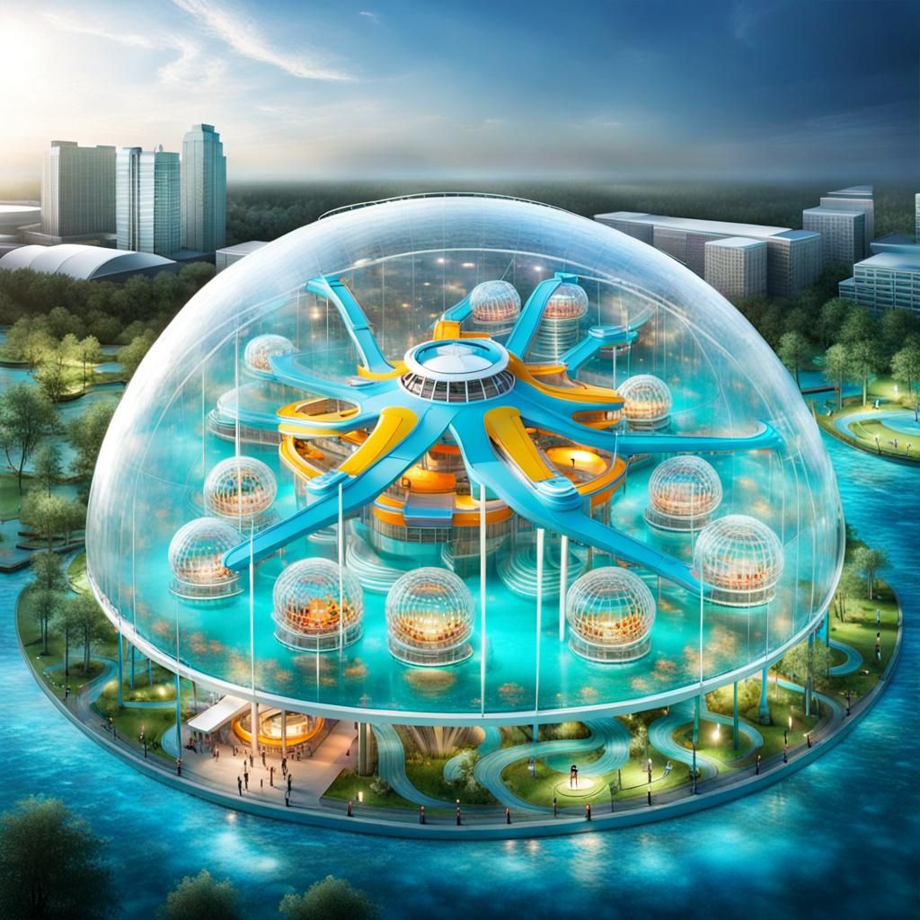 Underwater Theme Park in a Glass Sphere
