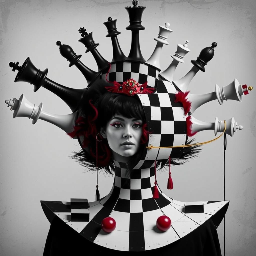 Chess Queen with Chessboard Crown, Dada Surrealism