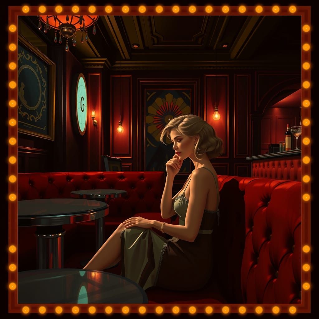 Cozy Jazz Bar Scene in Film Noir Style
