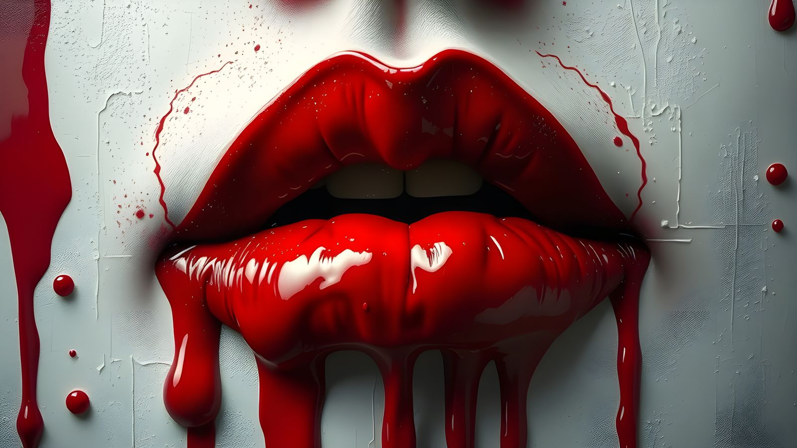 Realistic Red Lips Dripping Slime