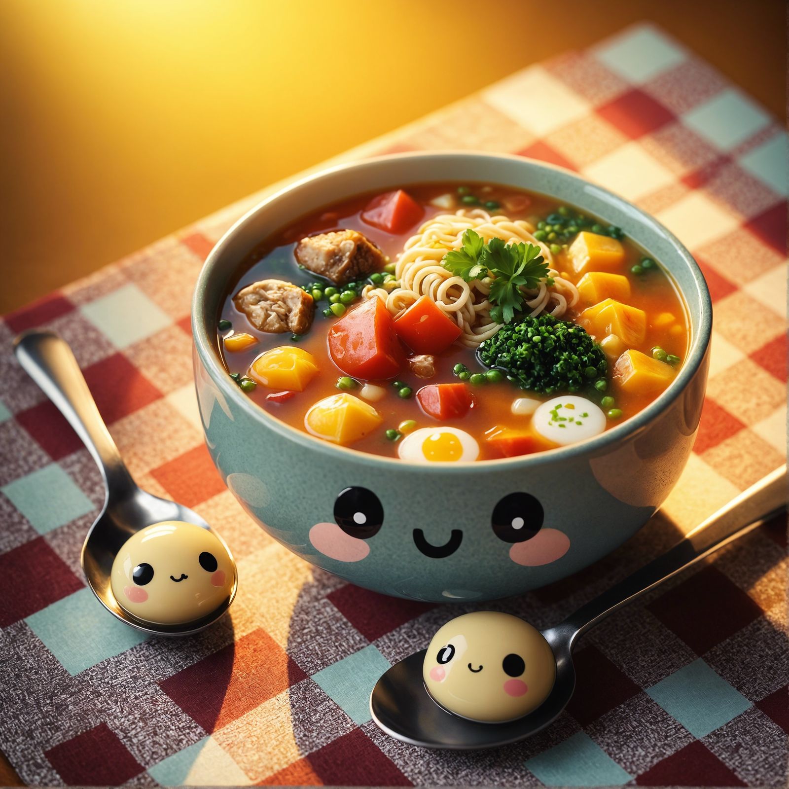 Chibi Soup Bowl with Smiling Vegetables