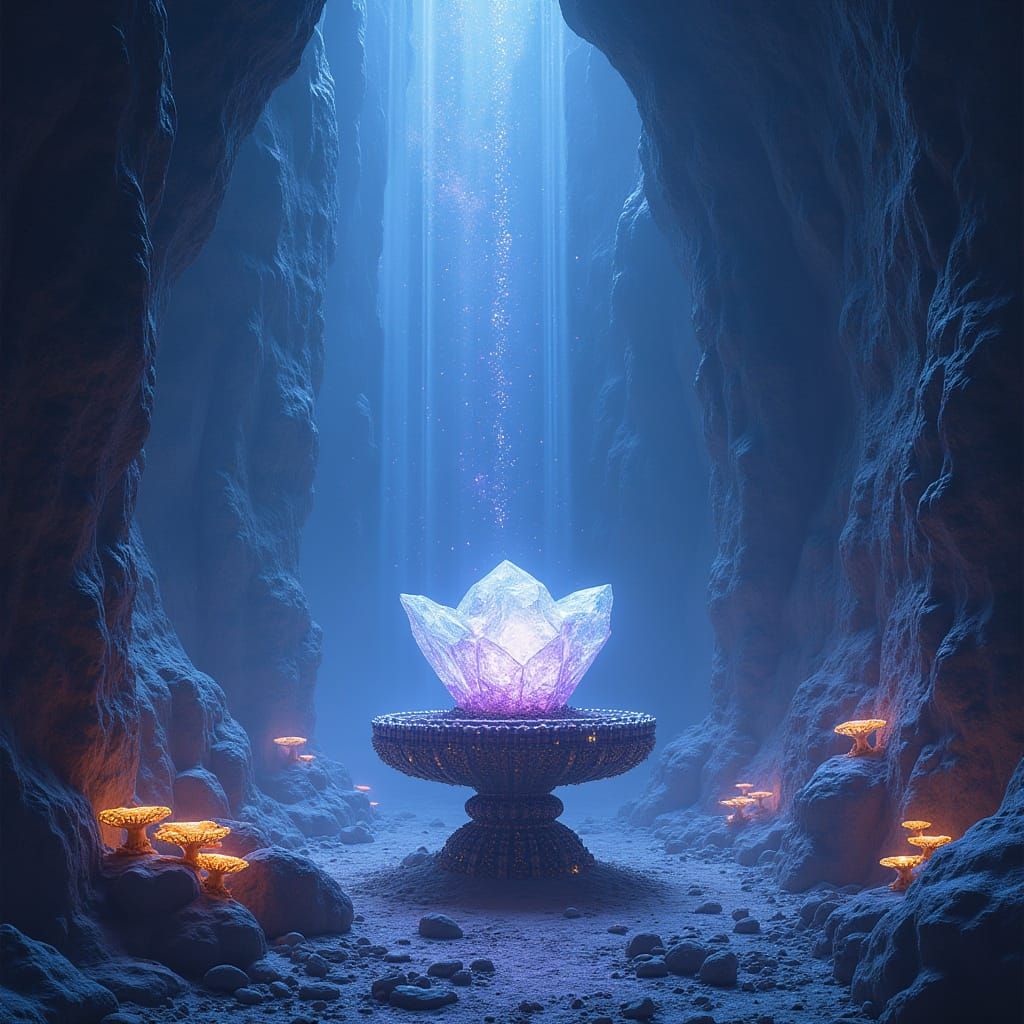 Surreal Cave of Glittering Crystals and Celestial Jewels