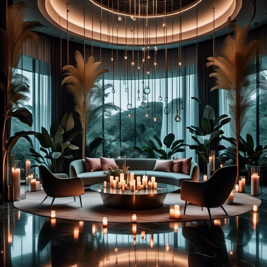 Luxury Corporate Lounge in Surrealist Style