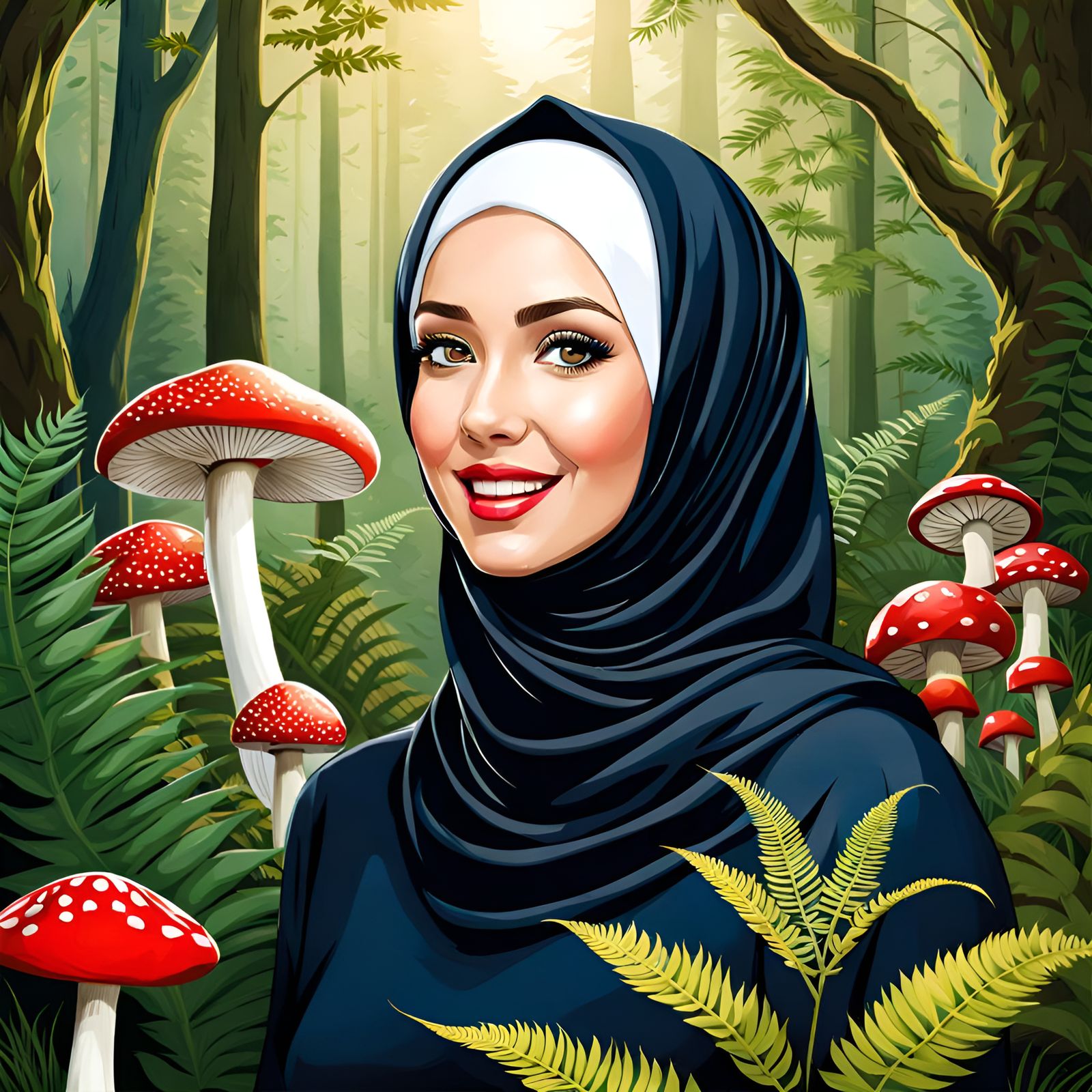 Beautiful Hijabi Woman Exploring Mystic Garden