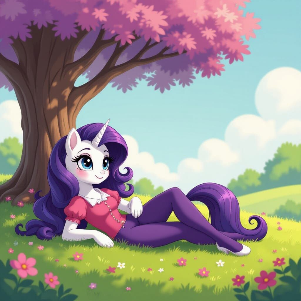 Rarity from My Little Pony in Dreamy Landscape