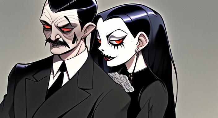 morticia and gomez addams toon