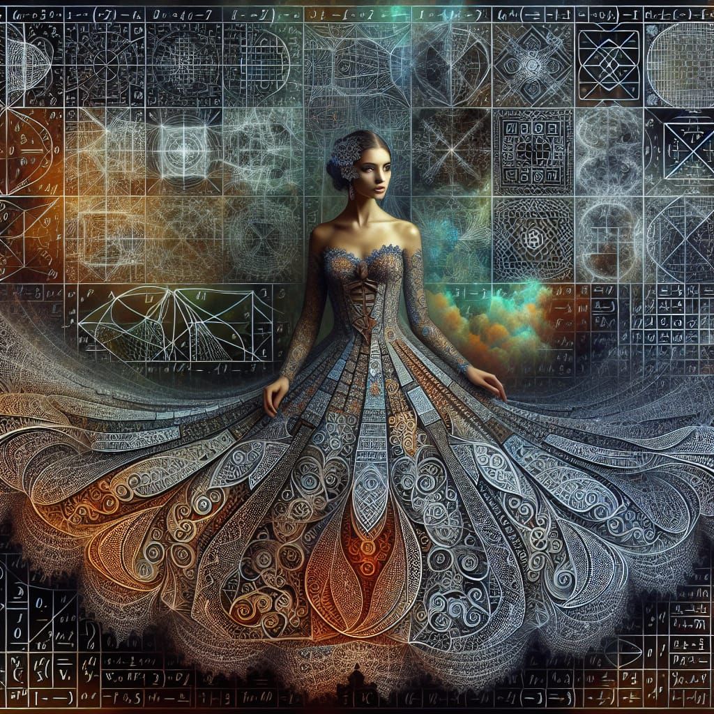 Mathematical Beauty: Woman Visualizing Complex Formulas