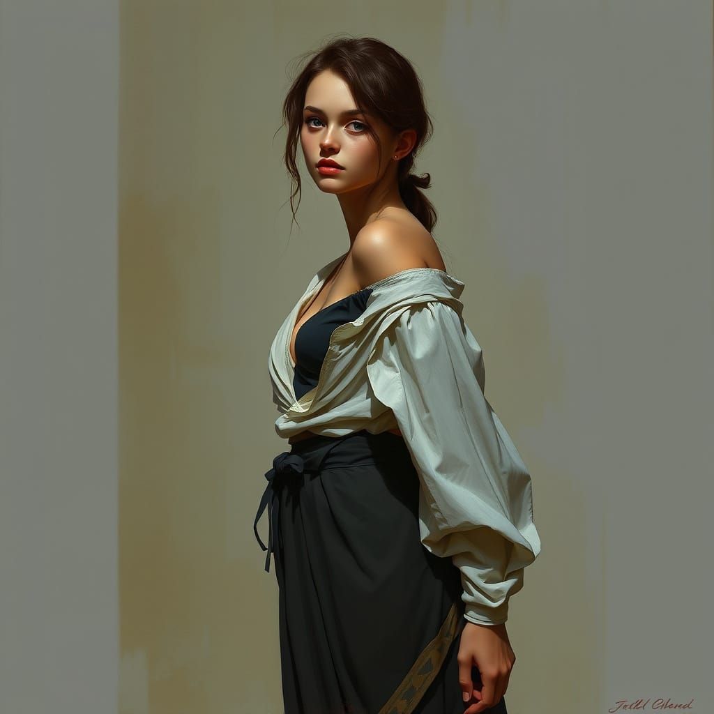 Sensual Female Form in Hyperrealistic Oil Painting Style