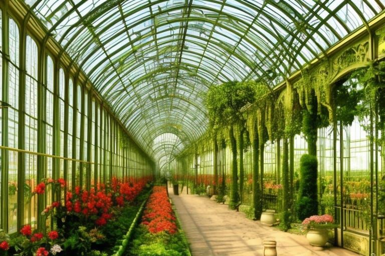 Exquisite Sunrise Garden in Art Nouveau Style