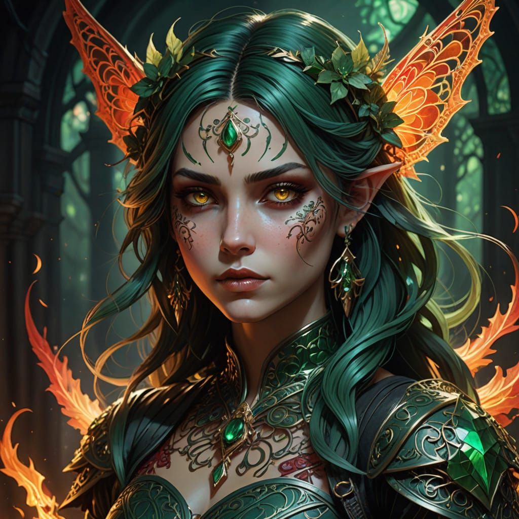 Ethereal Shadowfire Fairy in Dark, Mystical Attire