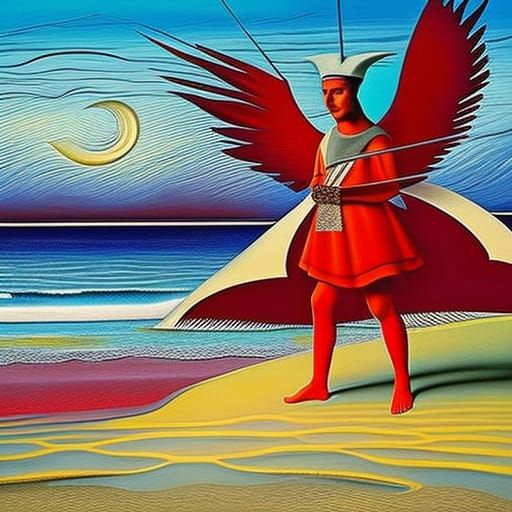 Surreal Sphinx on Beach in Hellscape Style