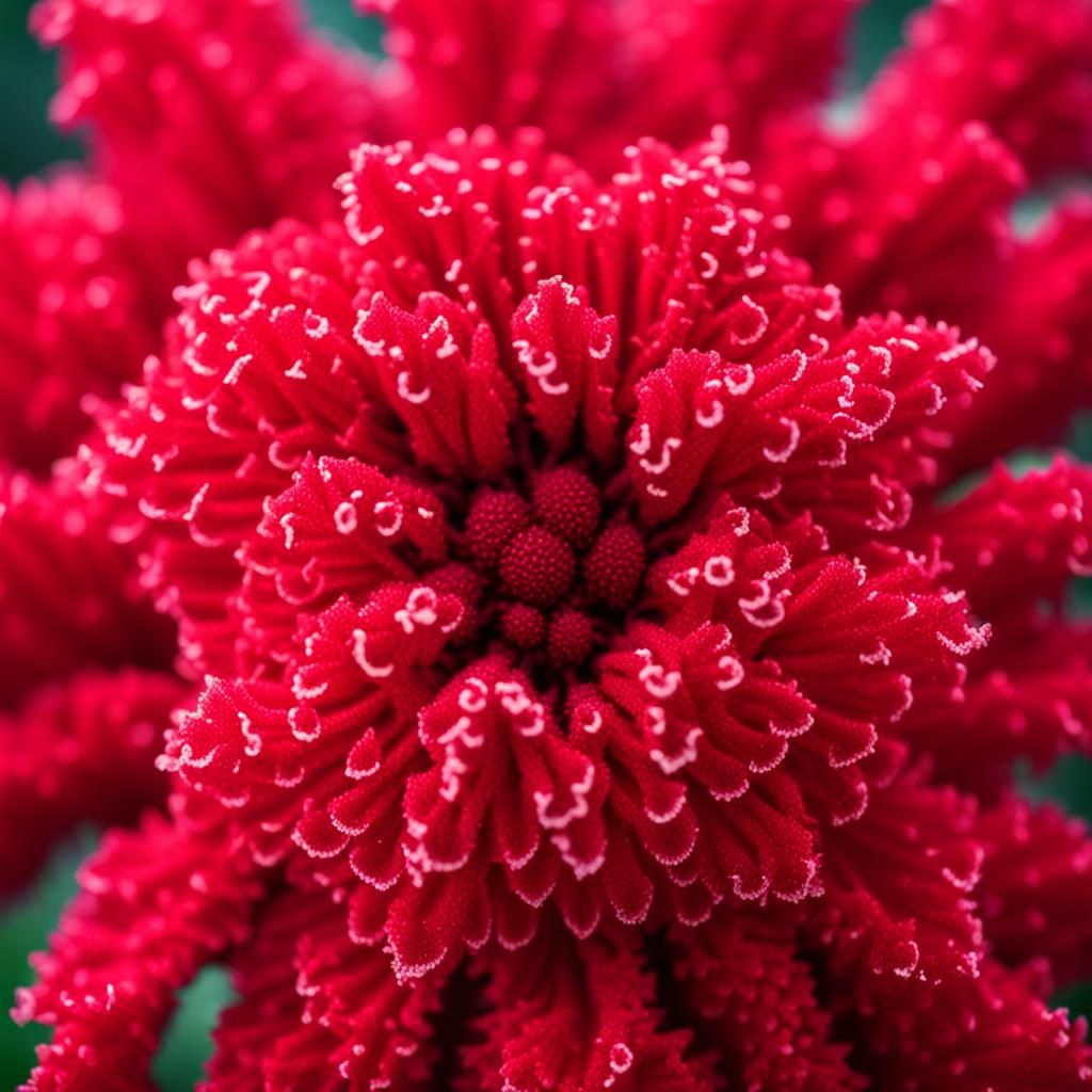 Detailed Macro Photograph of a Red Cockscomb Flower