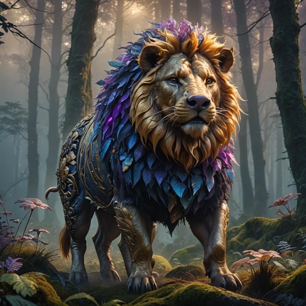 Half-Pig, Half-Lion Creature in Misty Forest